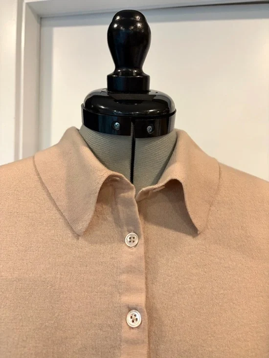 Iris & Ink fine Merino wool Collared Cardigan, nude, M, EUC - Picture 5 of 10